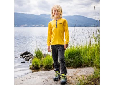 Pantaloni pentru copii Bergans of Norway Lilletind V2 Light Softshell, cărbune solid/galben auriu deschis