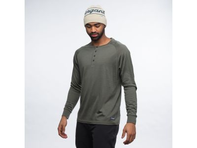 Tricou Bergans Lysebu Wool Henley, Green Mud