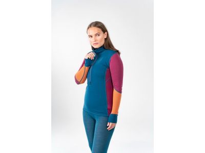 Tricou termic pentru femei Devold Wool Mesh 190 Zip Neck, beetroot