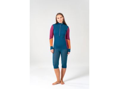 Tricou termic pentru femei Devold Wool Mesh 190 Zip Neck, beetroot