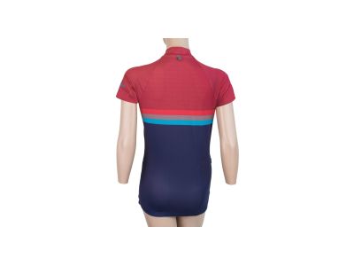 Damska koszulka rowerowa Sensor CYKLO SUMMER STRIPE w kolorze niebiesko-czerwonym