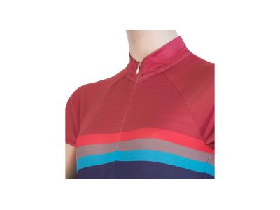 Damska koszulka rowerowa Sensor CYKLO SUMMER STRIPE w kolorze niebiesko-czerwonym