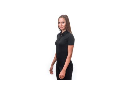 Sensor MERINO ACTIVE POLO Damen T-Shirt, schwarz