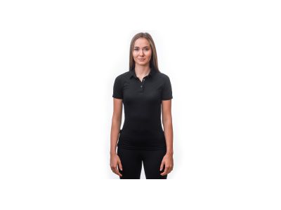 Damska koszulka T-shirt Sensor MERINO ACTIVE POLO w kolorze czarnym