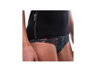 Sensor MERINO IMPRESS dámské kalhotky, černá/stripes