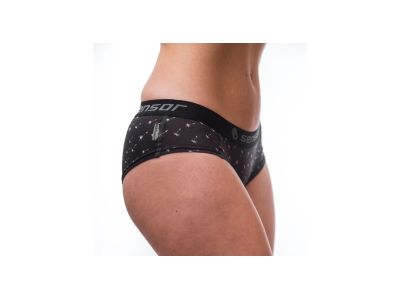 Sensor MERINO IMPRESS women&#39;s pants, black/pattern