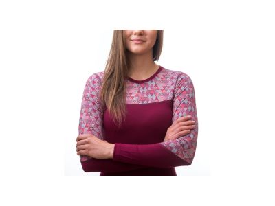 Sensor MERINO IMPRESS női póló, lilla/mintás