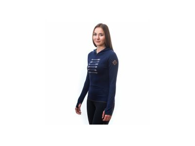 Sensor MERINO UPPER ARROWS Känguru Damen-Sweatshirt, tiefblau
