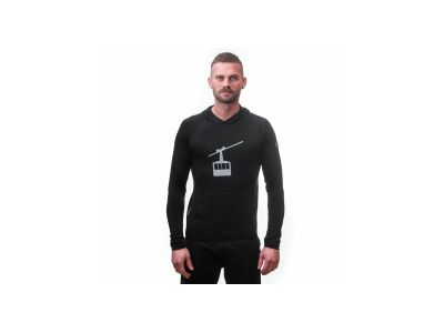 Sensor MERINO UPPER GONDOLA kangaroo sweatshirt, black