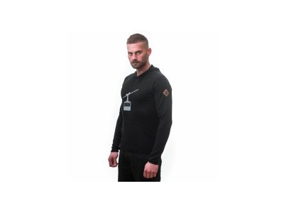 Sensor MERINO UPPER GONDOLA Känguru-Sweatshirt, schwarz