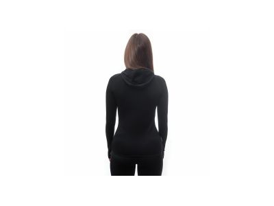 Sensor MERINO UPPER MOUNTAINS Känguru Damen-Sweatshirt, schwarz