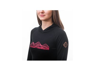 Sensor MERINO UPPER MOUNTAINS Känguru Damen-Sweatshirt, schwarz