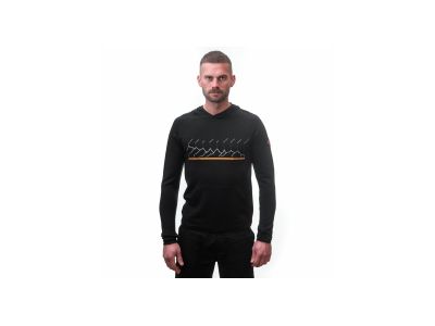 Sensor MERINO UPPER RJ kangaroo sweatshirt, black