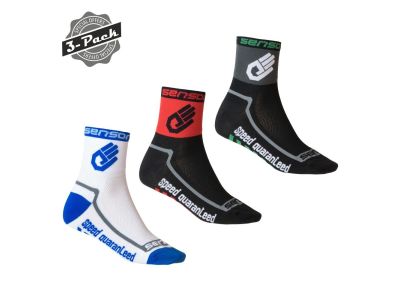 Sensor 3-PACK RACE LITE HAND ponožky, černá/bílá/modrá/červená