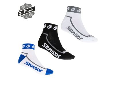 Sensor 3-PACK RACE LITE SMALL HANDS ponožky, čierna/biela/modrá