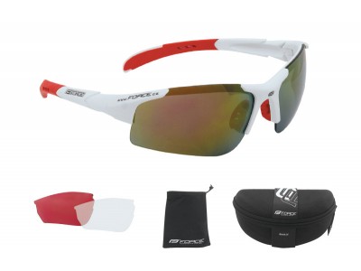 FORCE Sport cyklistické okuliare biela-červená
