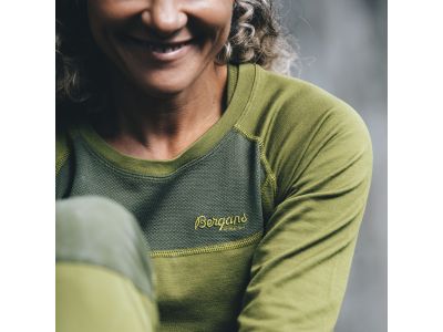 Damska koszulka wełniana Bergans of Norwegia Cecilie Wool, zielony szlak/ciemna oliwkowa zieleń