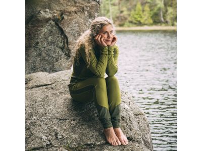 Bergans of Norway Cecilie gyapjú női póló, nyomzöld/sötét olívazöld