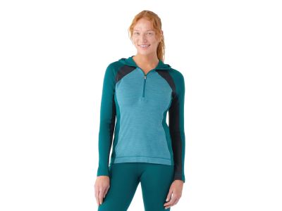 Smartwool Classic Thermal Merino Base Layer 1/2 Zip Hoodie Damen-T-Shirt, Cascade Green Heather