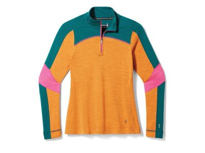 Smartwool Classic Thermal Merino Base Layer Colorblock 1/4 Zip women&amp;#39;s T-shirt, marmalade heather