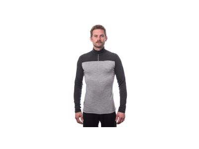 Sensor MERINO BOLD T-shirt, zip cool gray/anthracite