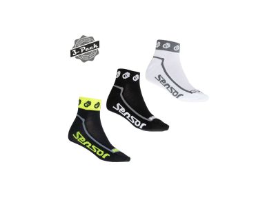 Sensor 3-PACK RACE LITE SMALL HANDS zokni, fekete/fehér