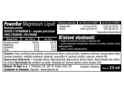 PowerBar Magnesium Liquid výživový doplnok, ampulka, 25 ml, citrón