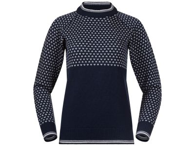 Pulover de dama Bergans Alvdal Wool, bleumarin/alb vanilie