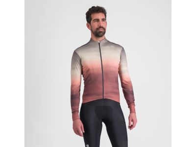 Koszulka rowerowa Sportful FLOW SUPERGIARA THERMAL, w kolorze brudnej czerwieni, oliwkowo-zielonej