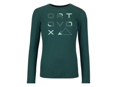 Tricou pentru femei ORTOVOX 185 Merino Brand Outline, Dark Pacific