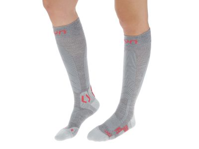 UYN SKI TOURING women&#39;s knee socks, Silver/Fuchsia