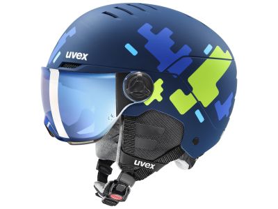 uvex Rocket junior visor dětská přilba, blue puzzle matt
