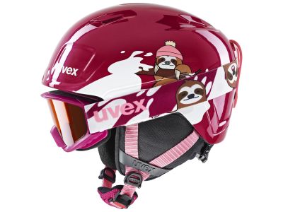 uvex Heyya set children&amp;#39;s ski helmet, berry white sloth