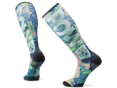 Smartwool Ski Zero Cushion POW Print OTC knee socks, twilight blue