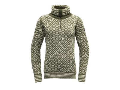 Sweter Devold SVALBARD WOOL, olive green/offwhite