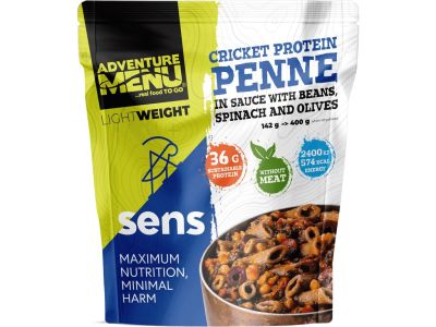 Adventure Menu Proteínové penne v omáčke s fazuľami, špenátom a olivami, 400 g