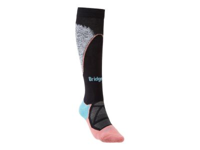 Bridgedale SKI MIDWEIGHT women&#39;s knee socks, black/coral