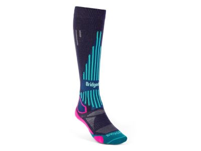 Bridgedale SKI LIGHTWEIGHT women&amp;#39;s knee socks, dark denim/pink