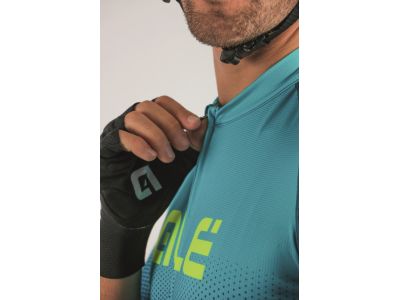 Koszulka rowerowa ALÉ PRR Carbon, turkusowa/fluo żółta