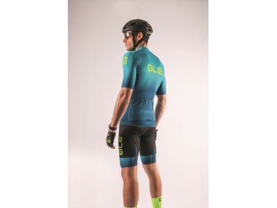 Koszulka rowerowa ALÉ PRR Carbon, turkusowa/fluo żółta