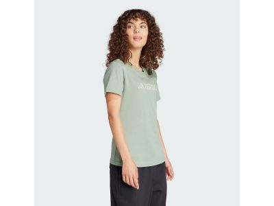Damska koszulka T-shirt adidas TERREX CLASSIC LOGO, srebrno-zielona