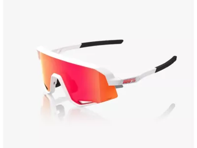 100% okulary Slendale, wielowarstwowe lustro matowe białe/HiPER czerwone