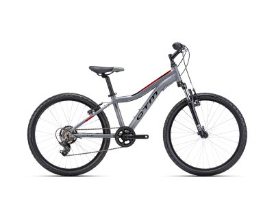 Bicicleta copii CTM ROCKY 2.0 24, gri mat/rosu neon