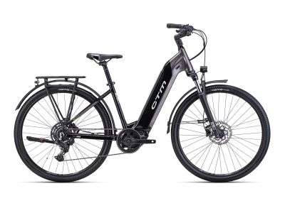 Damski rower elektryczny CTM METRIC 2.0 28, czarno-szaro-brązowy perłowy