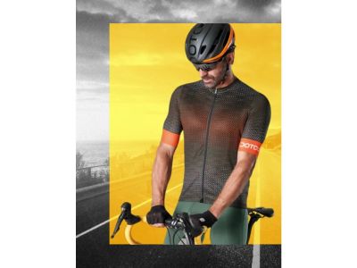 Koszulka rowerowa Dotout Combat, ciemnozielona/fluo pomarańczowa