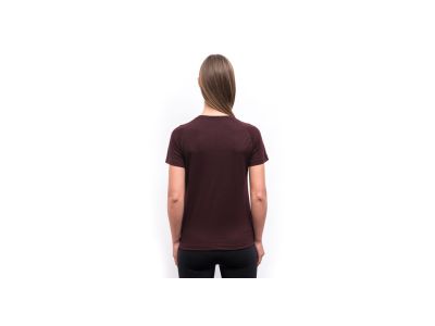 T-shirt damski Sensor MERINO BLEND TYPO, port czerwony