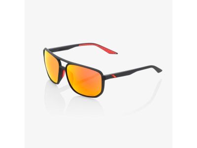 100 % KONNOR AVIATOR SQUARE Brille, Soft Tact Black/HiPER Red