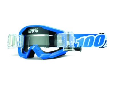 100% LOSS Mud Roll-Off Goggles, Blue Lagoon/Clear Lens