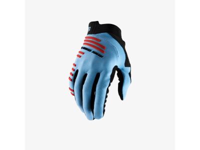 Rękawiczki 100% R-CORE, jasnoniebieskie/fluoczerwone