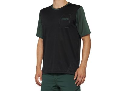 100% koszulka rowerowa RIDECAMP, kolor czarna/forest green
